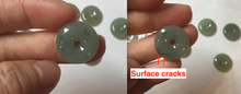 Load image into Gallery viewer, 17.8mm Type A 100% Natural icy watery dark green white gray Jadeite Jade Safety Guardian Button donuts Pendant group PB151
