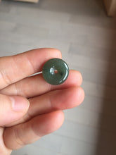 Load image into Gallery viewer, 9.5-17mm Type A 100% Natural icy watery oily dark green gray black(油青)  Jadeite Jade Safety Guardian Button donuts Pendant group AU80 add on item
