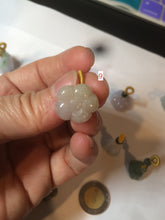 Load image into Gallery viewer, 100% Natural type A dark green/purple/gray Jadeite Jade lotus pod hanger BF40
