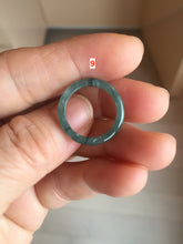 Load image into Gallery viewer, 15.3mm size 4 1/2 100% natural type A icy watery green/blue icy watery Guatemala slim jadeite jade band ring group AQ87
