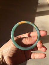 Load image into Gallery viewer, 53.5mm Certified Type A 100% Natural dark green/blue/yellow Guatemala slim Jadeite bangle PF13-5872
