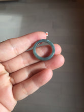 Load image into Gallery viewer, Size 6 1/2 100% natural type A light dark green blue black gray Guatemala jadeite band ring group AA112
