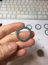 Load image into Gallery viewer, 19.6mm size 9 3/4 100% natural type A icy watery green/blue slim style Guatemala jadeite jade band ring group PE130
