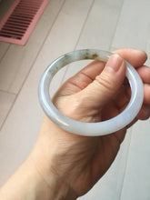 Load image into Gallery viewer, 58mm certified Type A 100% Natural light purple white brown with brown floating flowers round cut Jadeite Jade bangle PC156-4096
