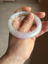 Load image into Gallery viewer, 53.5mm certified 100% Natural type A icy watery light green purple brown carved branches and flowers and golden-painted Jadeite Jade bangle PH198
