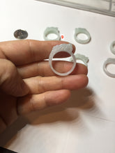 Load image into Gallery viewer, 100% natural type A light green/gray/white one-piece carved dragon jadeite jade ring group F154
