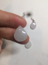 Load image into Gallery viewer, 100% natural icy watery green/white/purple type A jadeite jade water drop pendant necklace group A122
