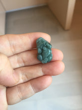 Load image into Gallery viewer, 100% Natural Type A Blue Green Gray Black 3D Pixiu (貔貅) Feng Shui Wealth Attractor Guatemala Jadeite Pendant Group Necklace PH222
