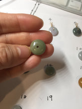 Load image into Gallery viewer, 9.9-15mm Type A 100% Natural light green yellow brown purple Jadeite Safety Guardian Button abacus bead donuts pendant PF73 Add on item
