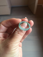 Load image into Gallery viewer, 18.8mm size 8 3/4 100% natural type A icy watery green/blue slim style Guatemala jadeite jade band ring group  BP73
