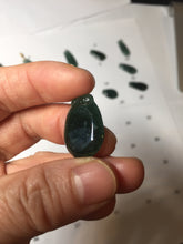Load image into Gallery viewer, 100% Natural type A dark green gray black Guatemala Jadeite Jade thin blessed melon pendant PA210
