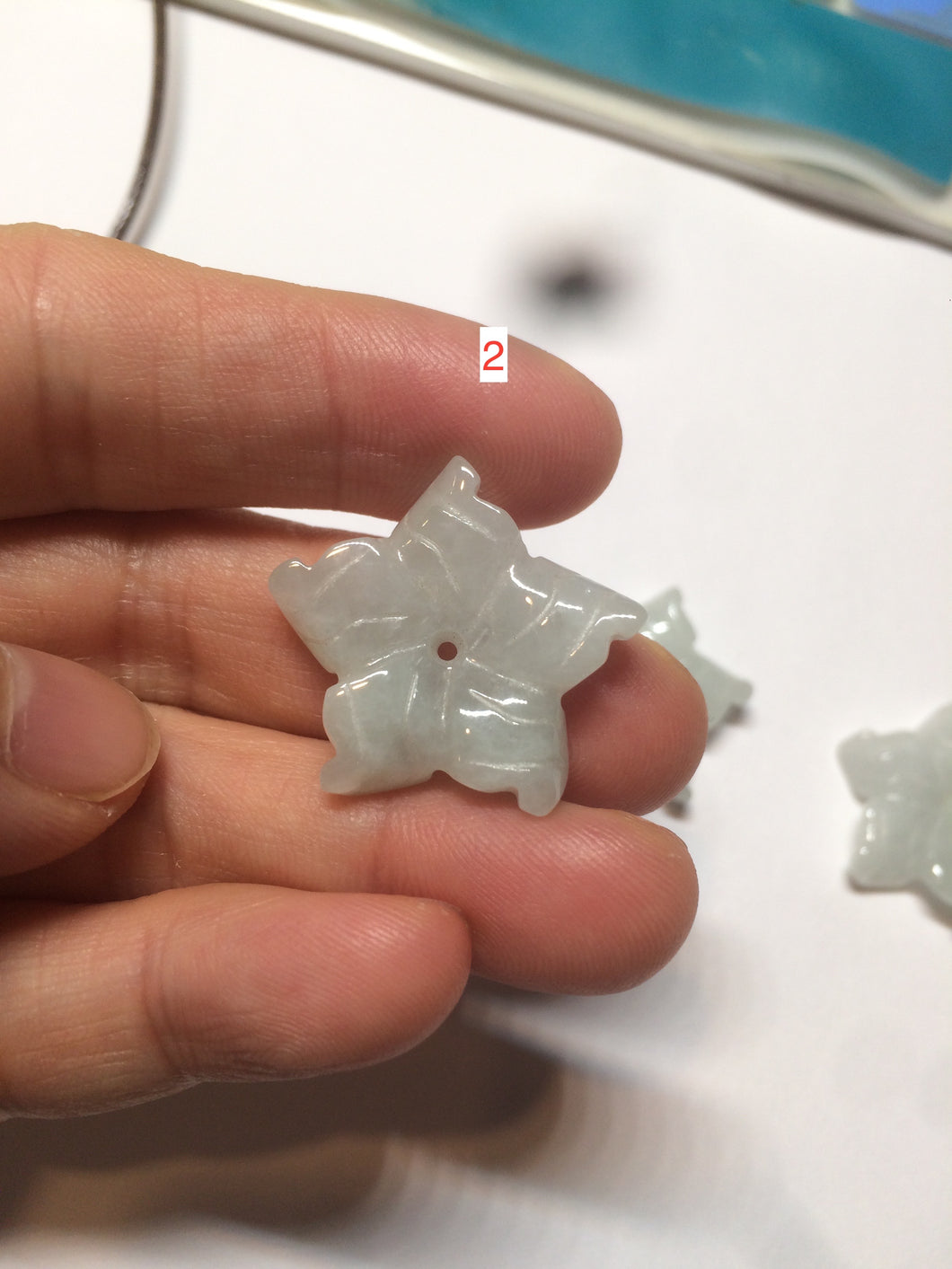 Type A 100% Natural light green/white jadeite Jade flower Pendant AZ91