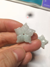 Load image into Gallery viewer, Type A 100% Natural light green/white jadeite Jade flower Pendant AZ91
