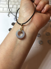 Load image into Gallery viewer, 16.4-17mm Type A 100% Natural light purple white gray Jadeite Safety Guardian Button donuts pendant PF27
