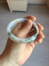 Load image into Gallery viewer, 55.6mm certified 100% natural Type A green white purple carved and golden-painted jadeite jade bangle BH140
