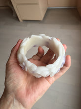 Load image into Gallery viewer, 55.5mm 100% natural pink red brown beige carved Goldern fish and lotus (金玉满堂)  Quartzite (Shetaicui jade) bangle SY127
