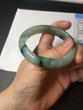 Load image into Gallery viewer, Shopify only 52.9mm Certified Type A 100% Natural green flying flowers Jadeite Jade bangle BF124-8563
