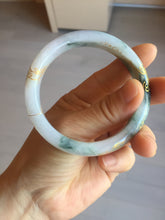 Load image into Gallery viewer, 55.6mm certified 100% natural Type A green white purple carved and golden-painted jadeite jade bangle BH140

