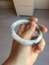 Load image into Gallery viewer, 55.6mm certified 100% natural Type A green white purple carved and golden-painted jadeite jade bangle BH140
