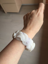 Load image into Gallery viewer, 55.5mm 100% natural pink red brown beige carved Goldern fish and lotus (金玉满堂)  Quartzite (Shetaicui jade) bangle SY127
