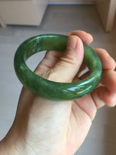 Load image into Gallery viewer, 54mm 100% Natural icy watery blue/black/gray Xiu Jade Serpentine bangle XY126
