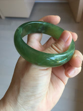 Load image into Gallery viewer, 54mm 100% Natural icy watery blue/black/gray Xiu Jade Serpentine bangle XY126
