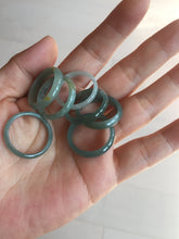Load image into Gallery viewer, 19.4mm size 9 1/2 100% natural type A icy watery green/blue slim style Guatemala jadeite jade band ring group  BP70

