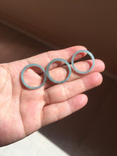 Load image into Gallery viewer, 19.6mm size 9 3/4 100% natural type A icy watery green/blue slim style Guatemala jadeite jade band ring group  BP69
