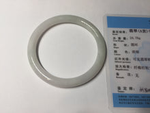 Load image into Gallery viewer, 54.6mm Certified Type A 100% Natural light green white round cut Jadeite Jade bangle AU50-0240
