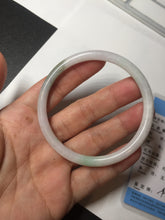 Load image into Gallery viewer, 56.5mm 100% natural Type A sunny green white round cut jadeite jade bangle BL98-4669
