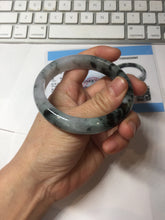 Load image into Gallery viewer, 57.2mm certified 100% natural Type A dark green black purple white Blooming Ink(水墨花开) jadeite jade bangle PB293-0507
