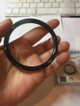 Load image into Gallery viewer, 58mm Type A 100% Natural half balck hakf ice watery dark green/blue/gray with flying snow Guatemala slim round cut Jadeite bangle PJ73-0684
