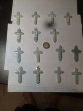 Load image into Gallery viewer, 100% Natural type A light green/white/gray jadeite Jade Hand-held cross or cross pendant AY55
