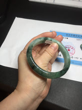 Load image into Gallery viewer, Shopify only 59mm Certified Type A 100% Natural dark green flying flowers Jadeite Jade bangle BF126-8561
