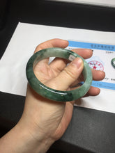 Load image into Gallery viewer, Shopify only 59mm Certified Type A 100% Natural dark green flying flowers Jadeite Jade bangle BF126-8561
