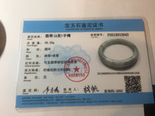 Load image into Gallery viewer, 58.5mm certified 100% natural Type A light green/purple white Snowy Pine Forest jadeite jade bangle PC199-3043
