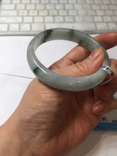 Load image into Gallery viewer, 54mm 100% natural type A light green with green floating flowers jadeite jade bangle PA258-3843 AllaboutjadeCanada.com only
