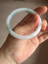 Load image into Gallery viewer, 52.5mm certified natural 100% natural Type A light green/white slim jadeite jade bangle BS91-6677
