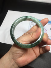 Load image into Gallery viewer, Shopify only 59mm Certified Type A 100% Natural dark green flying flowers Jadeite Jade bangle BF126-8561
