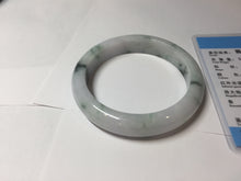 Load image into Gallery viewer, 56.8mm Certified Type A 100% Natural light purple white green with green floating flowers jadeite Jade bangle PB294-7301
