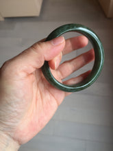 Load image into Gallery viewer, 55.7mm certified 100% natural type A dark green/black jadeite jade bangle PA35-1234
