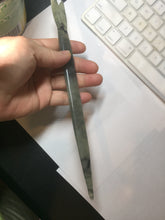 Load image into Gallery viewer, 22cm 100% Natural light green black Xiu Jade Serpentine vantage fish square style hairpin AW20
