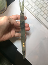 Load image into Gallery viewer, 22cm 100% Natural light green black Xiu Jade Serpentine vantage fish square style hairpin AW20
