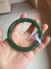 Load image into Gallery viewer, 61.5mm certified 100% Natural dark green black (碧玉) round cut nephrite Jade bangle HT105-1579
