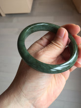 Load image into Gallery viewer, 55.7mm certified 100% natural type A dark green/black jadeite jade bangle PA35-1234
