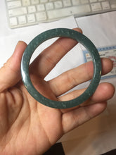 Load image into Gallery viewer, 51.3mm Type A 100% Natural dark green/black/blue/gray with flying snow Guatemala square style Jadeite bangle PJ74-0654
