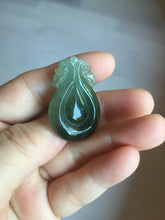 Load image into Gallery viewer, 100% Natural type A dark green/gray/black(油青) Jadeite Jade seashell (福贝)  pendant group BP187
