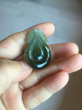 Load image into Gallery viewer, 100% Natural type A dark green/gray/black(油青) Jadeite Jade seashell (福贝)  pendant group BP187
