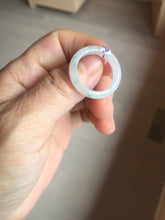 Load image into Gallery viewer, Size 8 100% natural type A icy watery green/white/purple jadeite jade band ring group R113
