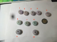 Load image into Gallery viewer, 16mm 100% natural light green/purple carved lotus jadeite jade beads K120
